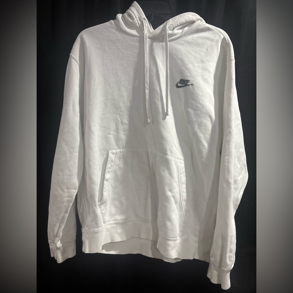 Nike Men's White Hoodie with Logo